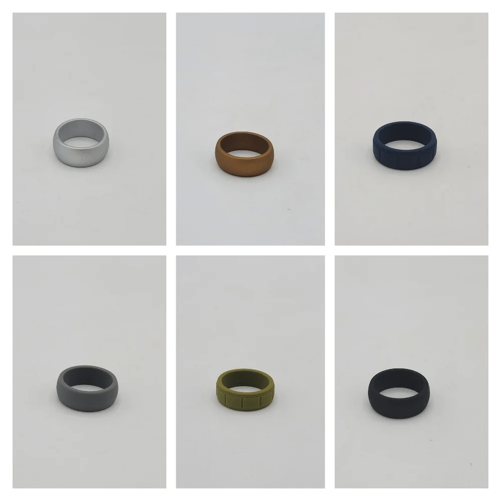 Men's Silicone Safety Ring Wedding Band Gold Silver size 10 Choose Color